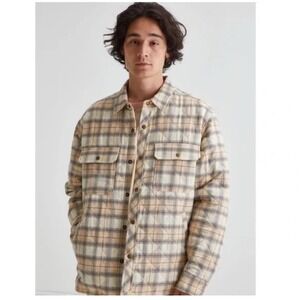 BDG Brushed Plaid Quilted Shirt Jacket‎ button snap Oversized Men Size Small